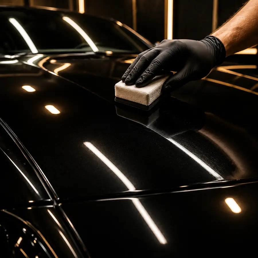Ceramic coating applied to black vehicle paint in Johannesburg