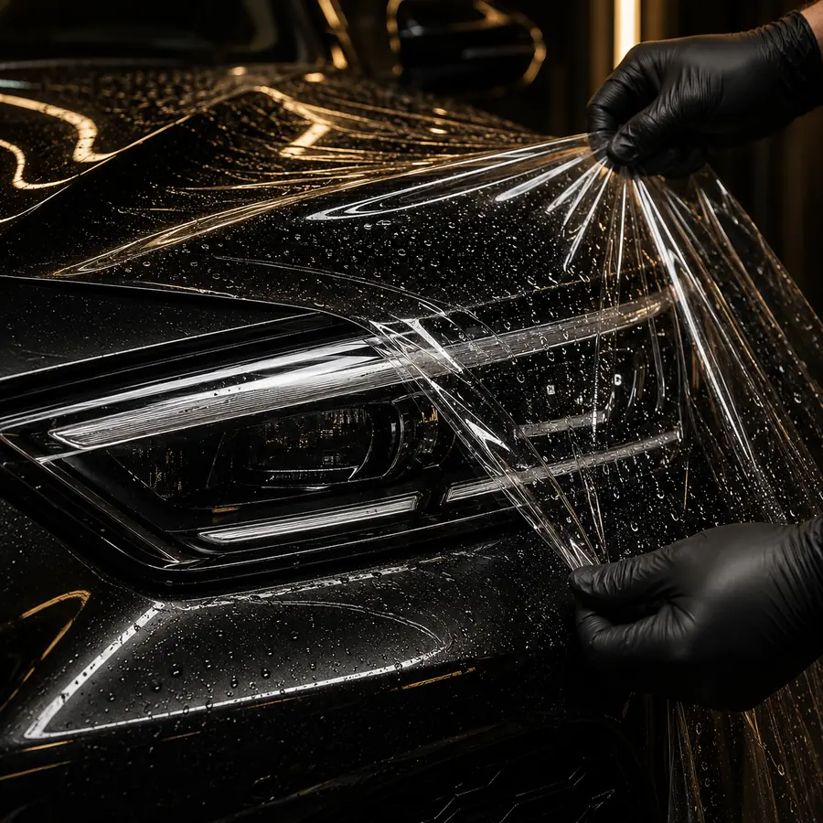 Paint protection film applied to a black vehicle in Johannesburg
